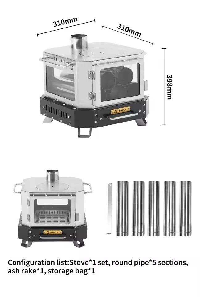 Outdoor Camping Wood Stove - موقد حطب محمول من HOMFUL للتدفئة