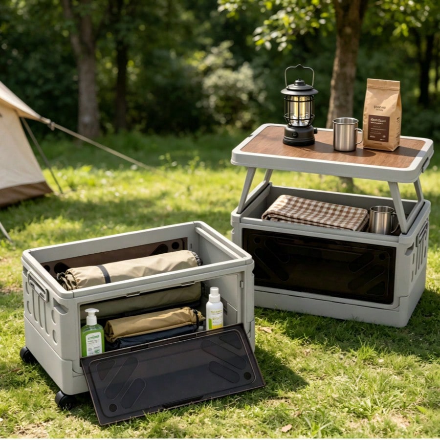 Outdoor Camping Table With Storage - صندوق تخزين متعدد الوظائف للتخييم في