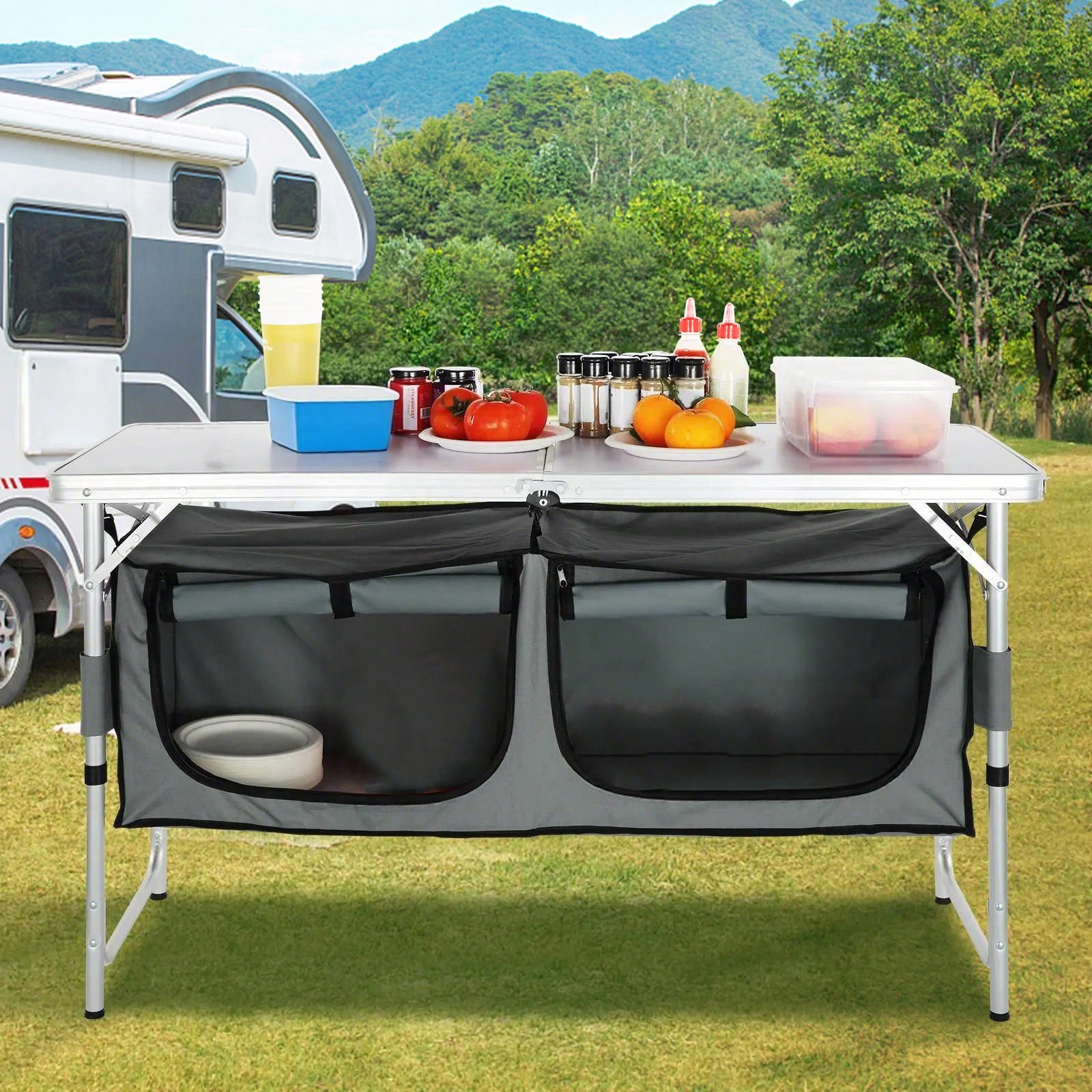 Outdoor Camping Kitchen Table - طاولة مطبخ قابلة للطي سهلة التركيب