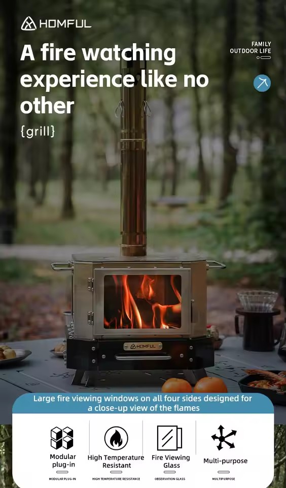 موقد حطب محمول من HOMFUL للتدف - مراجعة Outdoor Camping Wood Stove وسعره