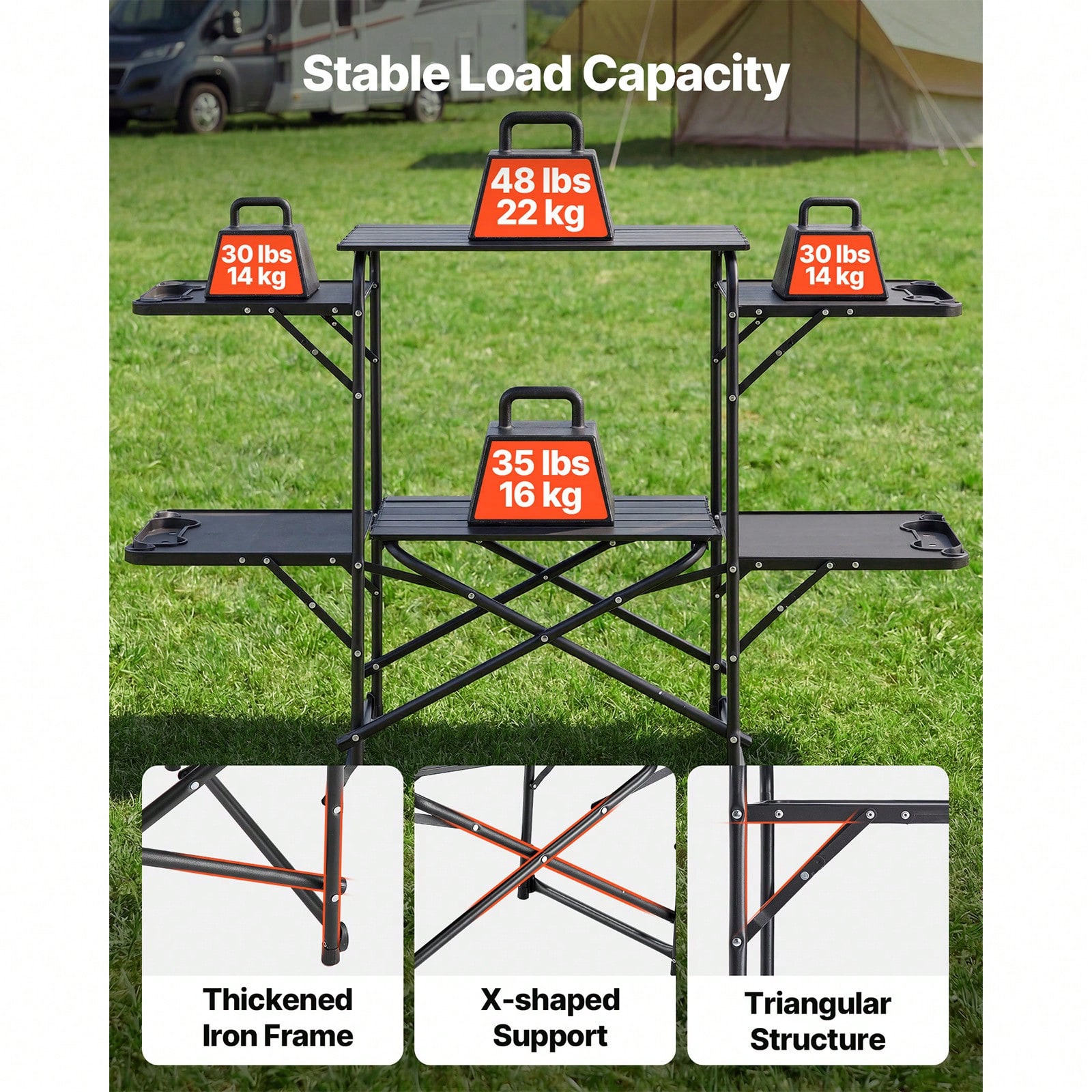 طاولة مطبخ للتخييم، محطة طهي ق - مراجعة Outdoor Camping Kitchen Table وسعره