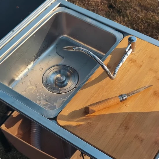 وحدة حوض مدمجة مع صنبور وحوض خ - مراجعة Outdoor Camping Kitchen Table وسعره