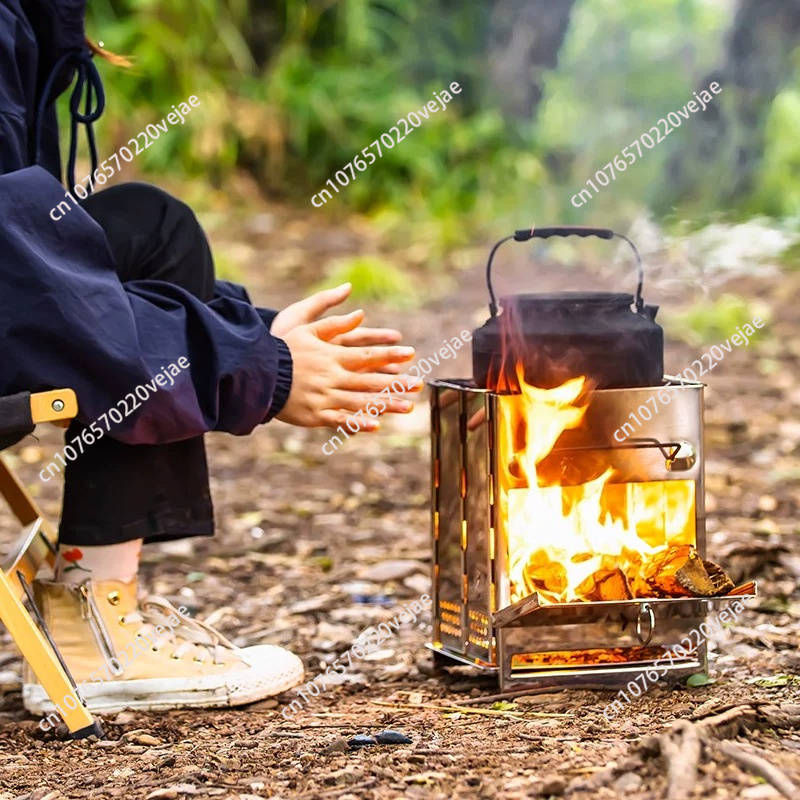 مواقد حطب بتصميم عصري، محمولة، - مراجعة Outdoor Camping Wood Stove وسعره