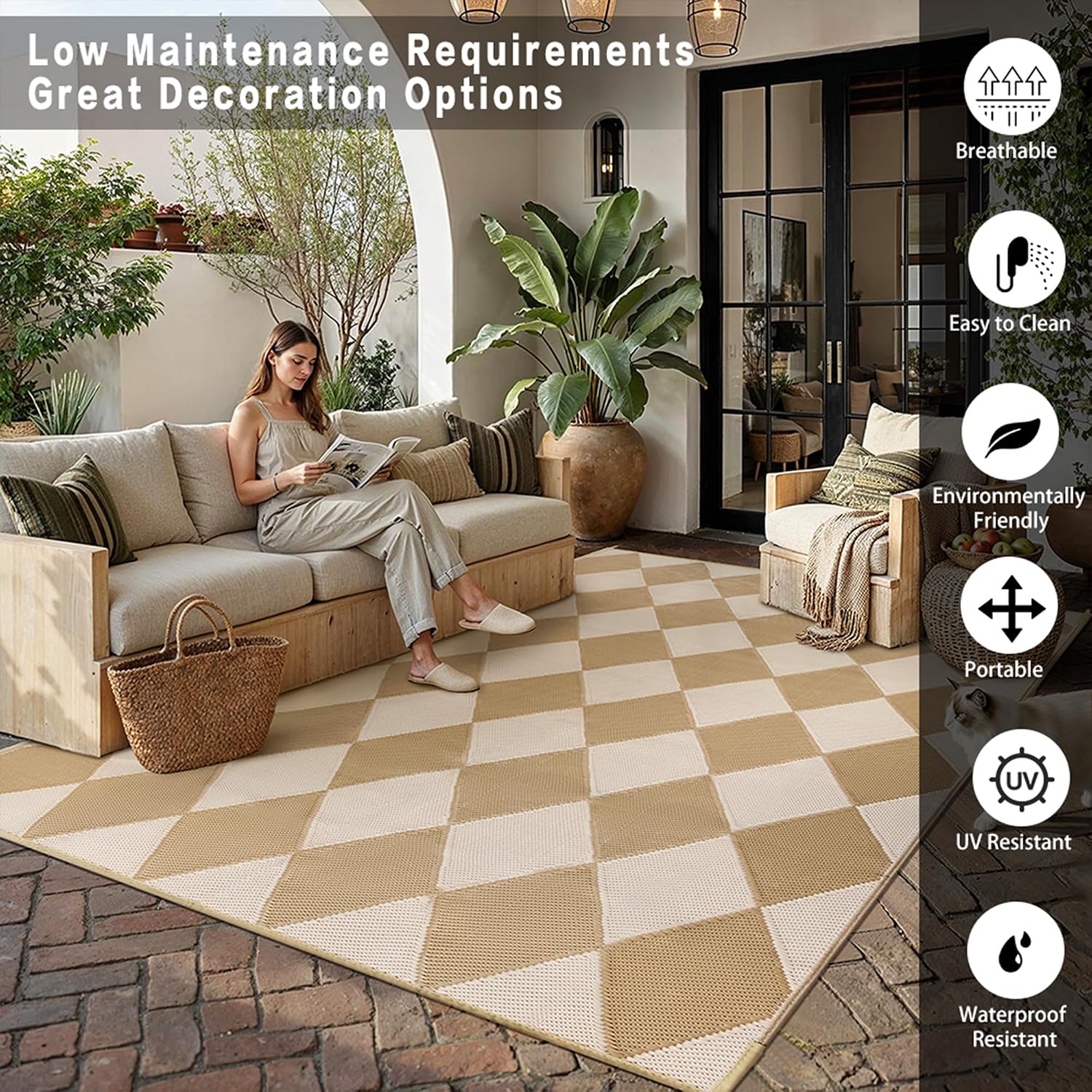 سجادة بلاستيكية خارجية مقاومة  - مراجعة Outdoor Camping Rugs 8X10 وسعره