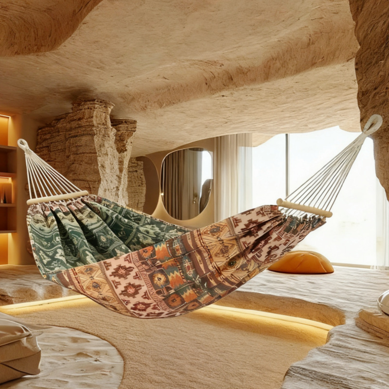 أرجوحة قماشية مزدوجة جاكارد بت - مراجعة Outdoor Indoor Camping وسعره