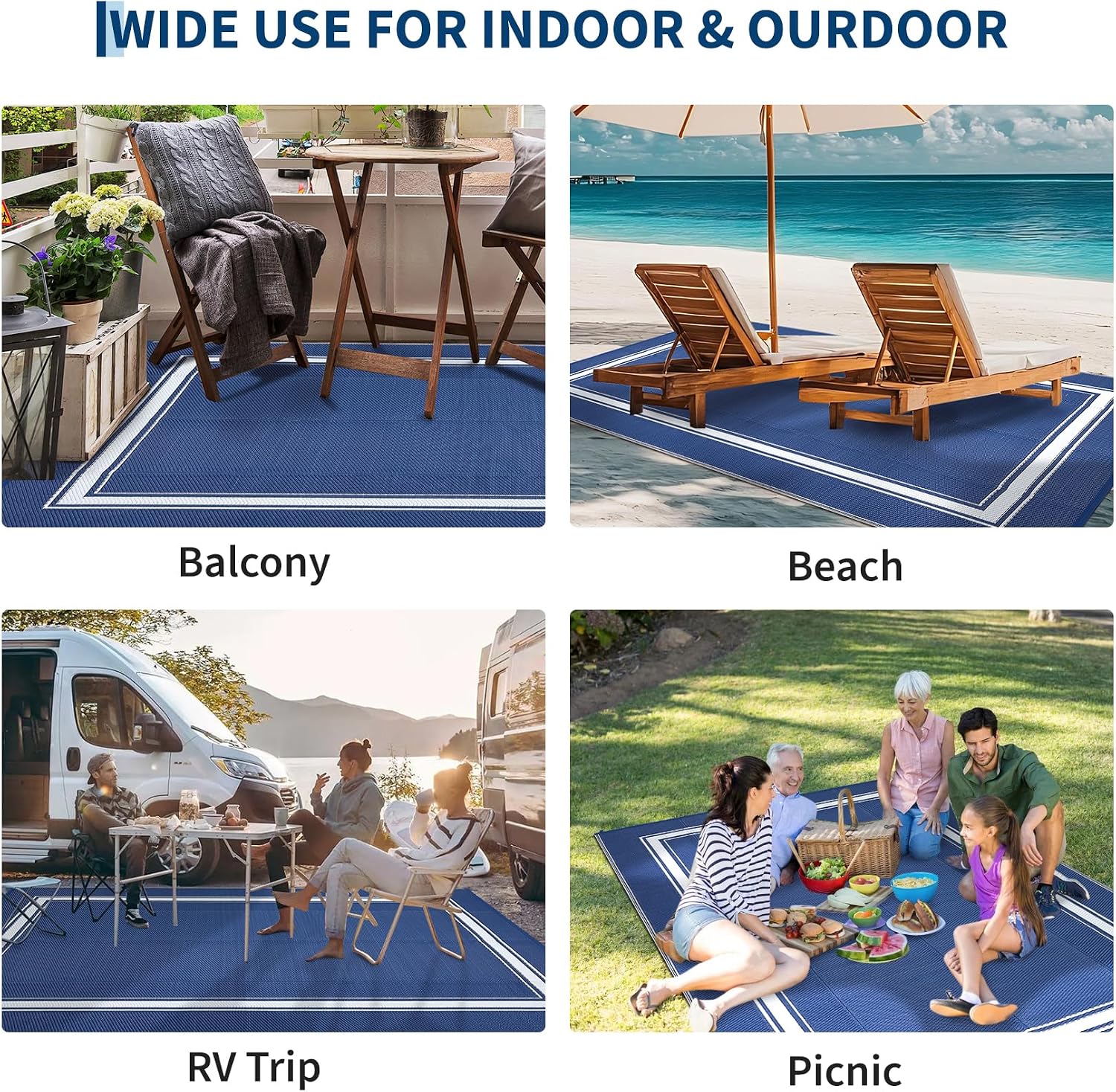 سجادة خارجية 8x10/9x12 قدم، سج - مراجعة Outdoor Camping Rugs 8X10 وسعره