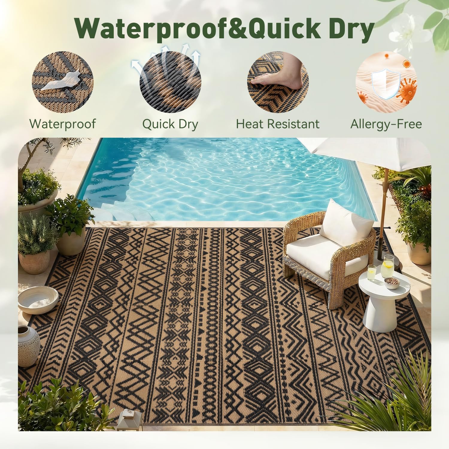 سجادة خارجية مقاس 8×10 مقاومة  - مراجعة Outdoor Camping Rugs 8X10 وسعره