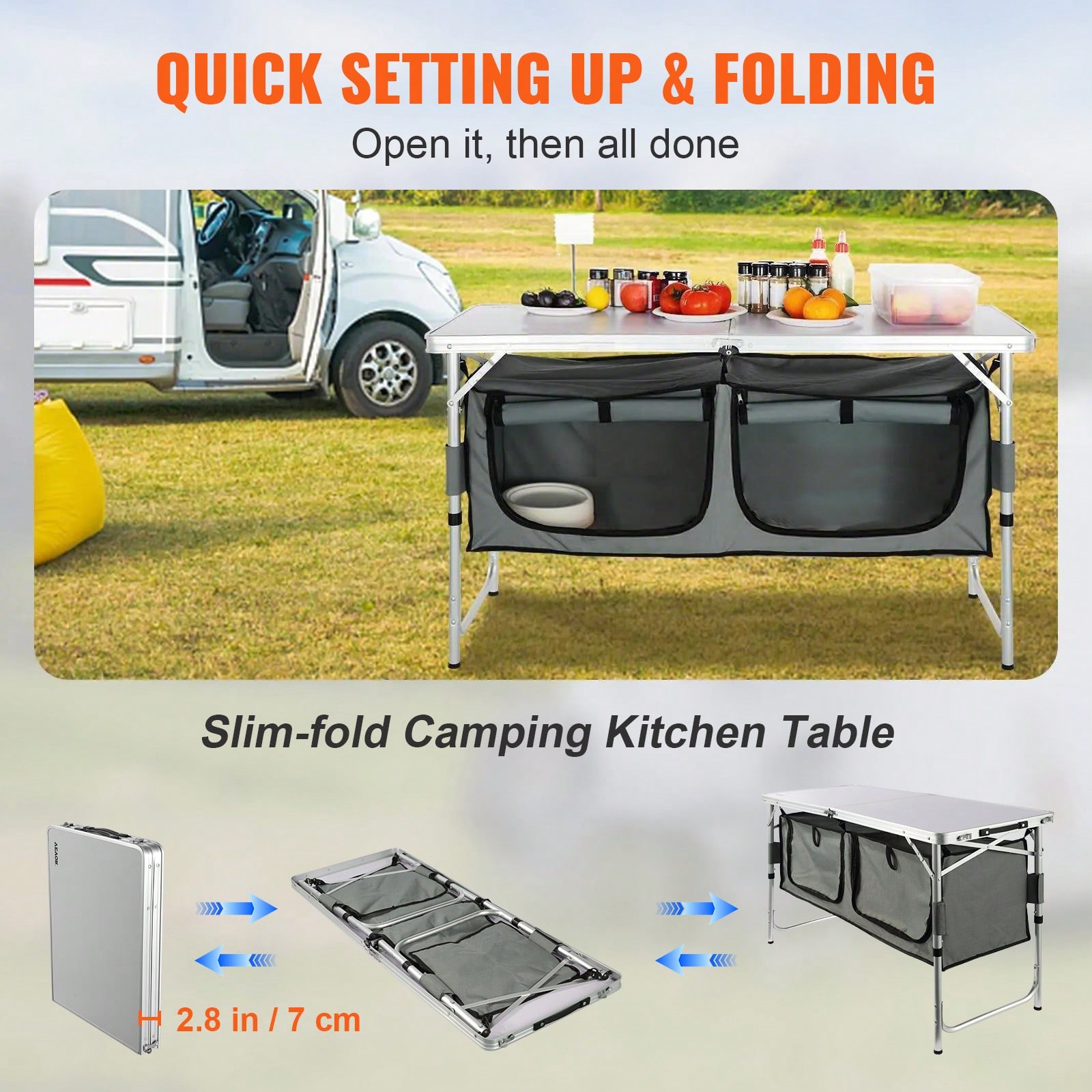 طاولة مطبخ قابلة للطي سهلة الت - مراجعة Outdoor Camping Kitchen Table وسعره