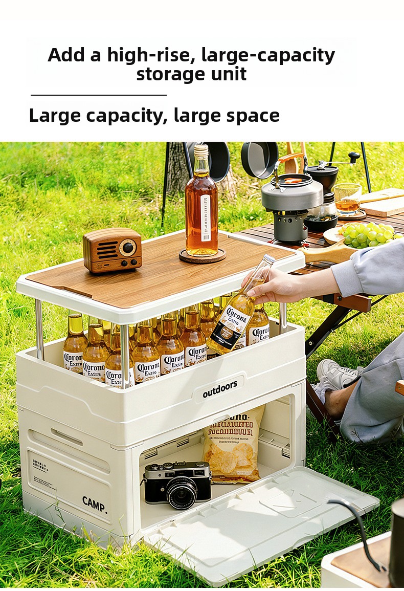 صندوق تخزين قابل للطي للتخييم  - مراجعة Outdoor Camping Table With Storage وسعره