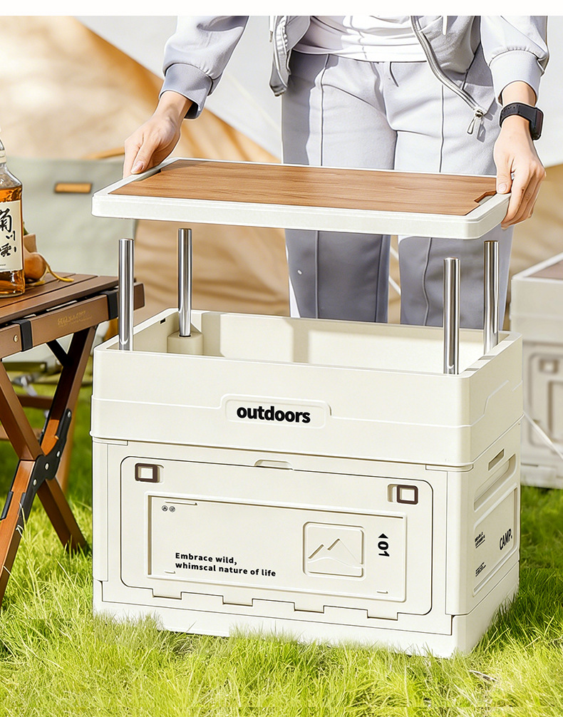 صندوق تخزين قابل للطي للتخييم  - مراجعة Outdoor Camping Table With Storage وسعره