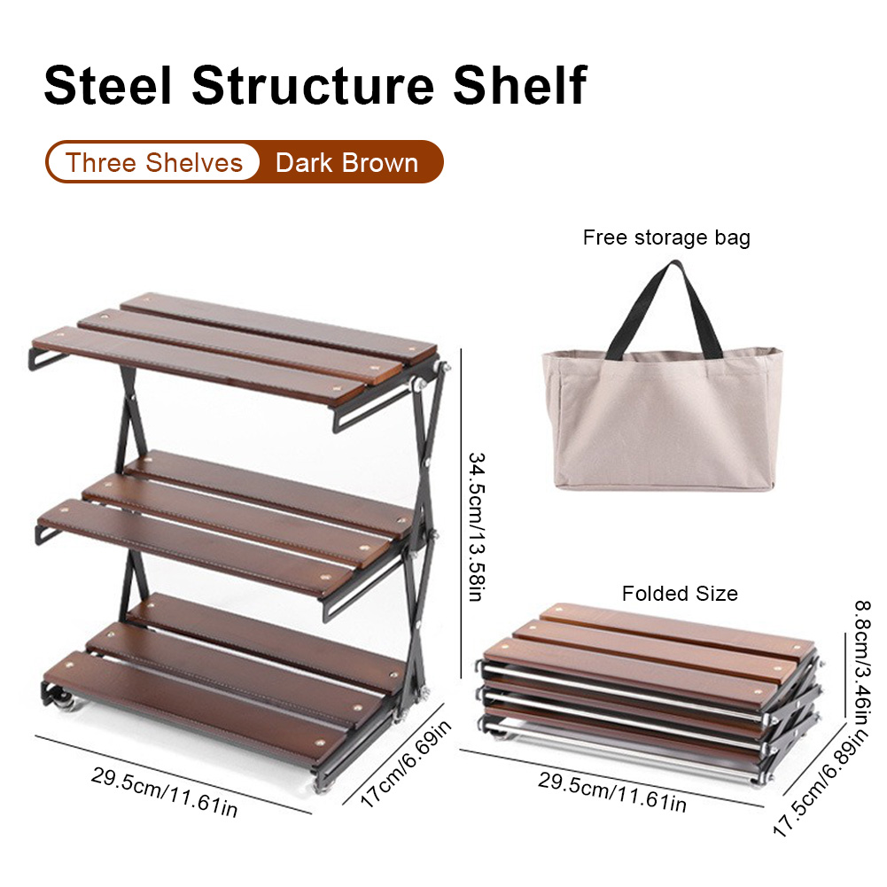رف تخزين خشبي قابل للطي بثلاث  - مراجعة Outdoor Camping Table With Storage وسعره