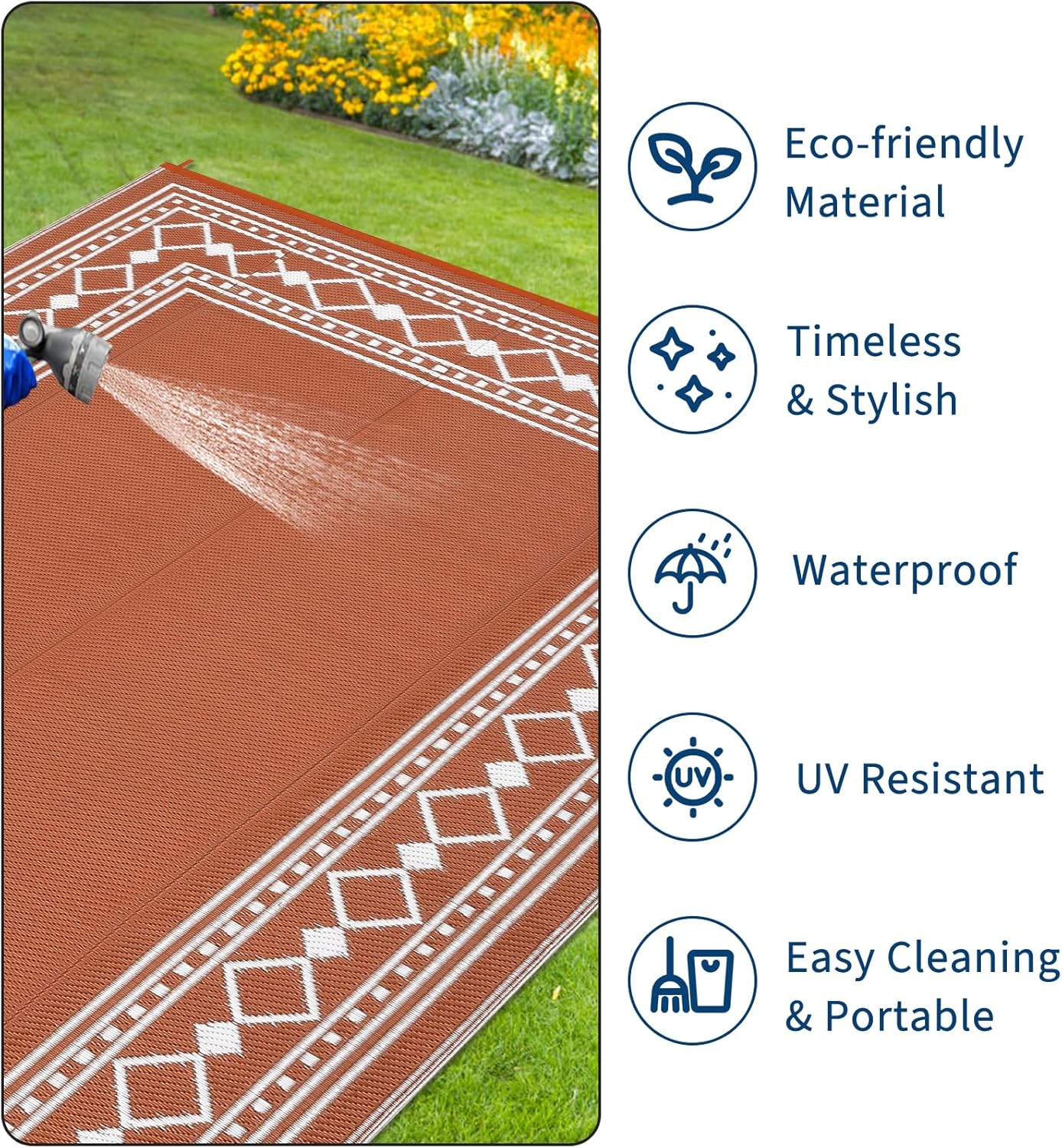 سجادة بلاستيكية خارجية مقاومة  - مراجعة Outdoor Camping Rugs 8X10 وسعره